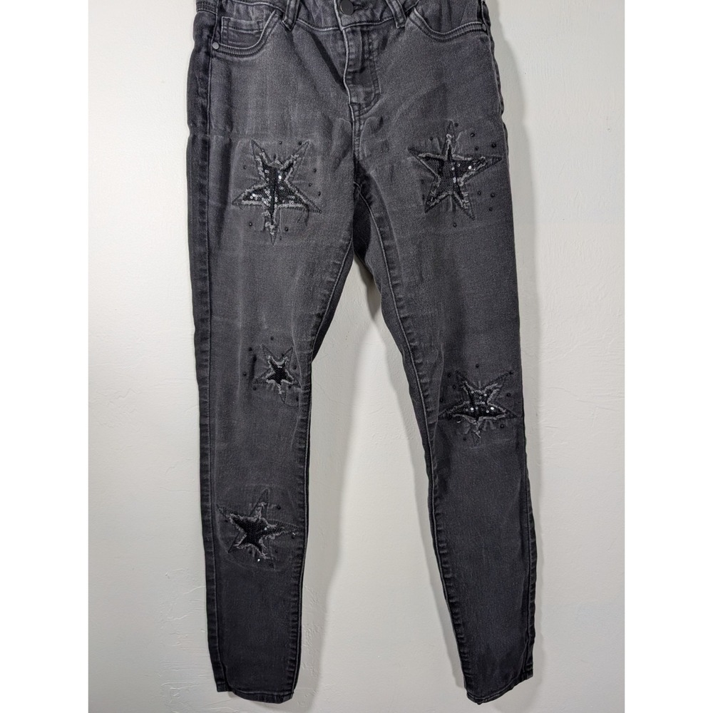 d.jeans Jeans Women's 4 Black Embellished‎ Sequin Stars Distressed Jeans